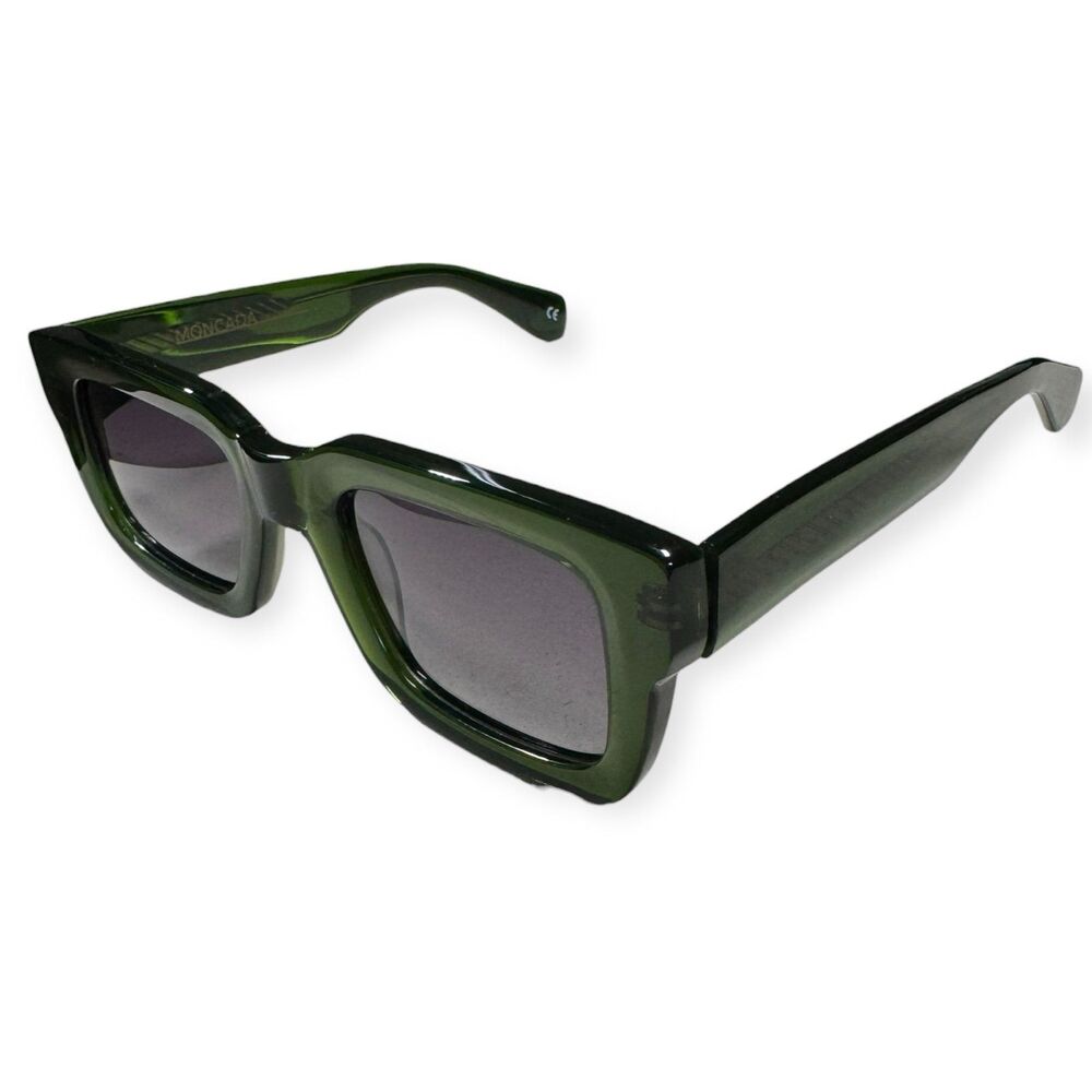 Moncada Troisi Moss Green Sunglasses Rectangle Frames Gray Lenses Retro